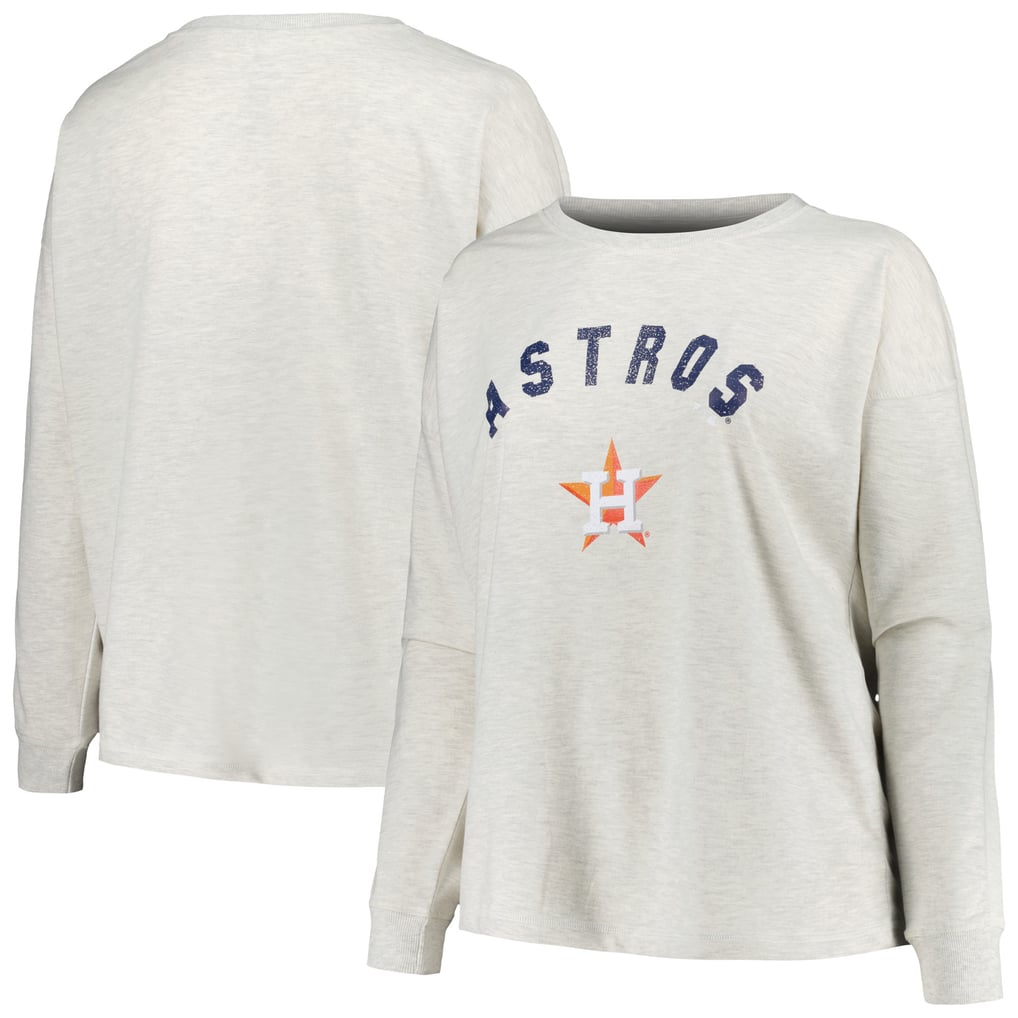 Houston Astros Profile Women's Plus Size French Terry Pullover Sweatshirt - Oatmeal