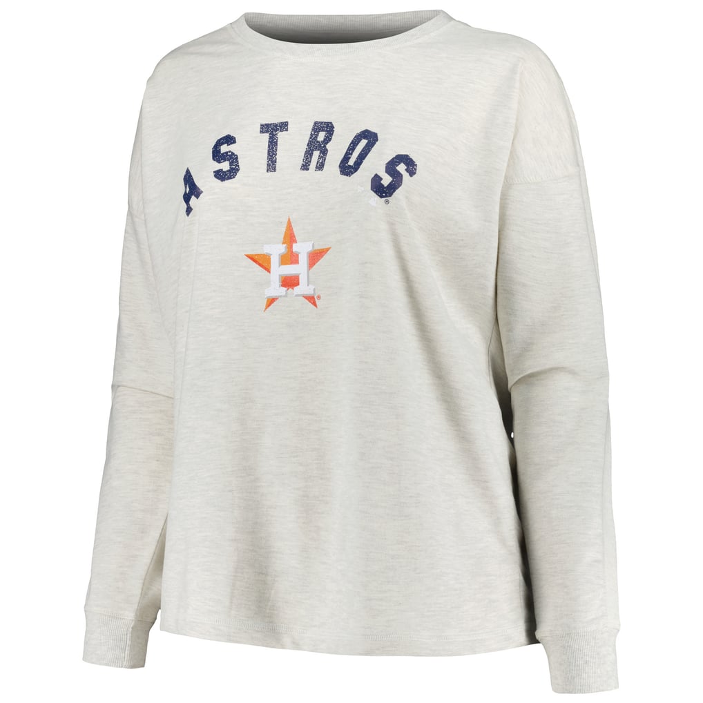 Houston Astros Profile Women's Plus Size French Terry Pullover Sweatshirt - Oatmeal