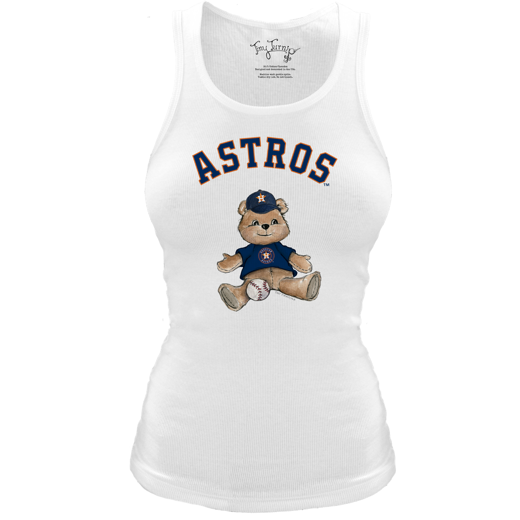 Houston Astros Tiny Turnip Women's Fitted Teddy Bear Tri-Blend Tank Top - White