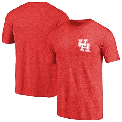 Houston Cougars Left Chest Distressed Logo Tri-Blend T-Shirt - Red