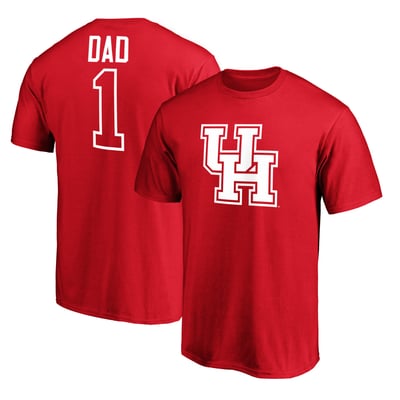 Houston Cougars #1 Dad Logo T-Shirt - Red
