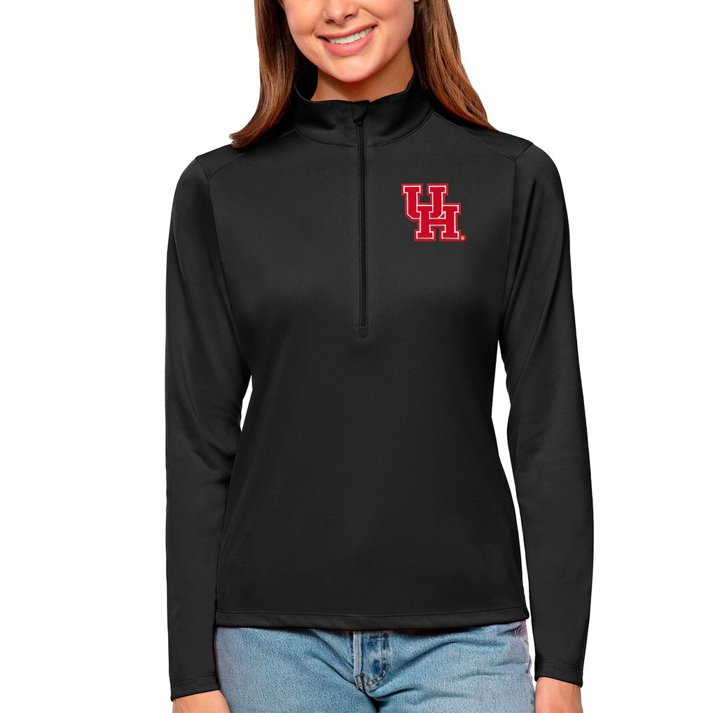 Houston Cougars Antigua Women's Tribute Quarter-Zip Pullover Top - Black