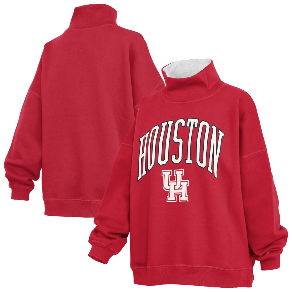  Houston Cougars Pressbox Women's Oversized Mock Neck Sweatshirt - Red