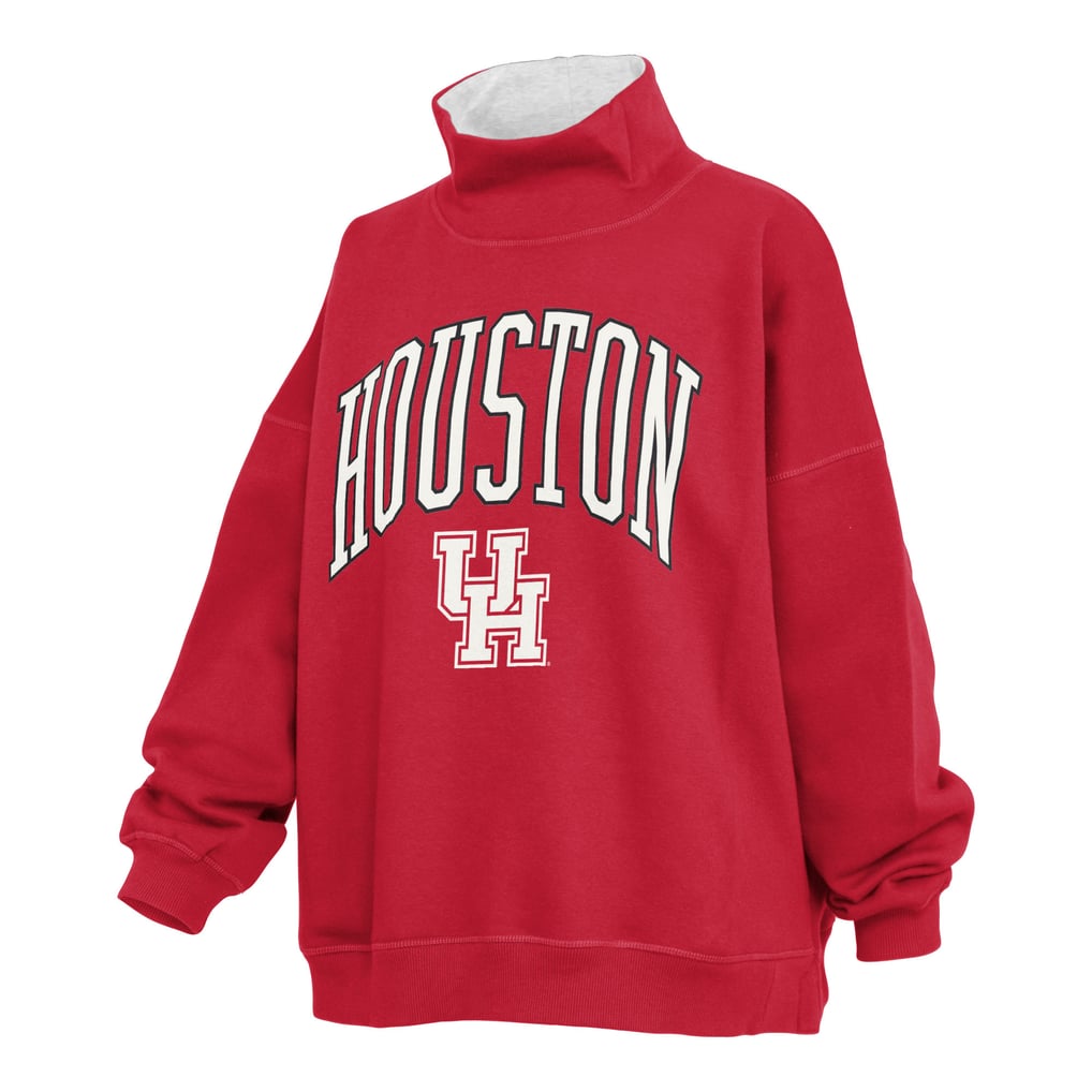  Houston Cougars Pressbox Women's Oversized Mock Neck Sweatshirt - Red