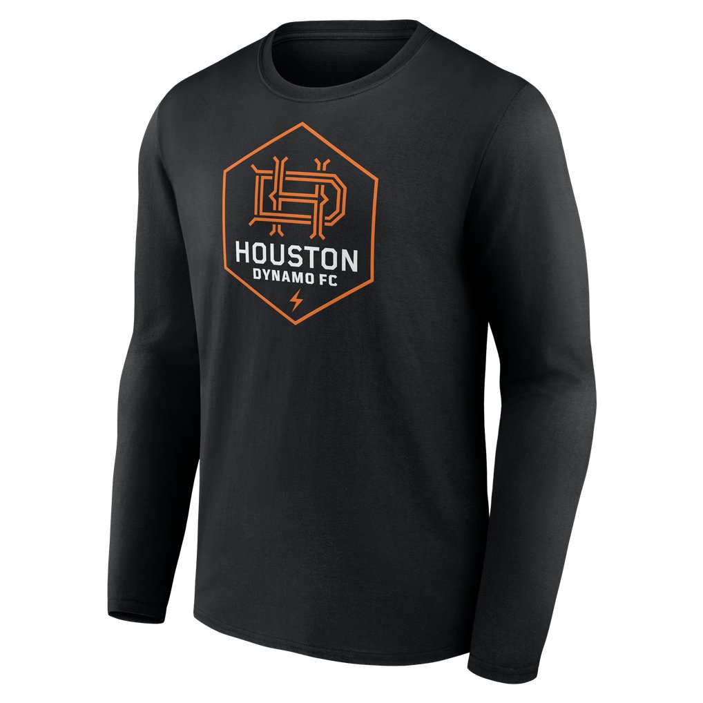 Houston Dynamo FC Authentic Stack Personalized Any Name & Number Long Sleeve T-Shirt - Black