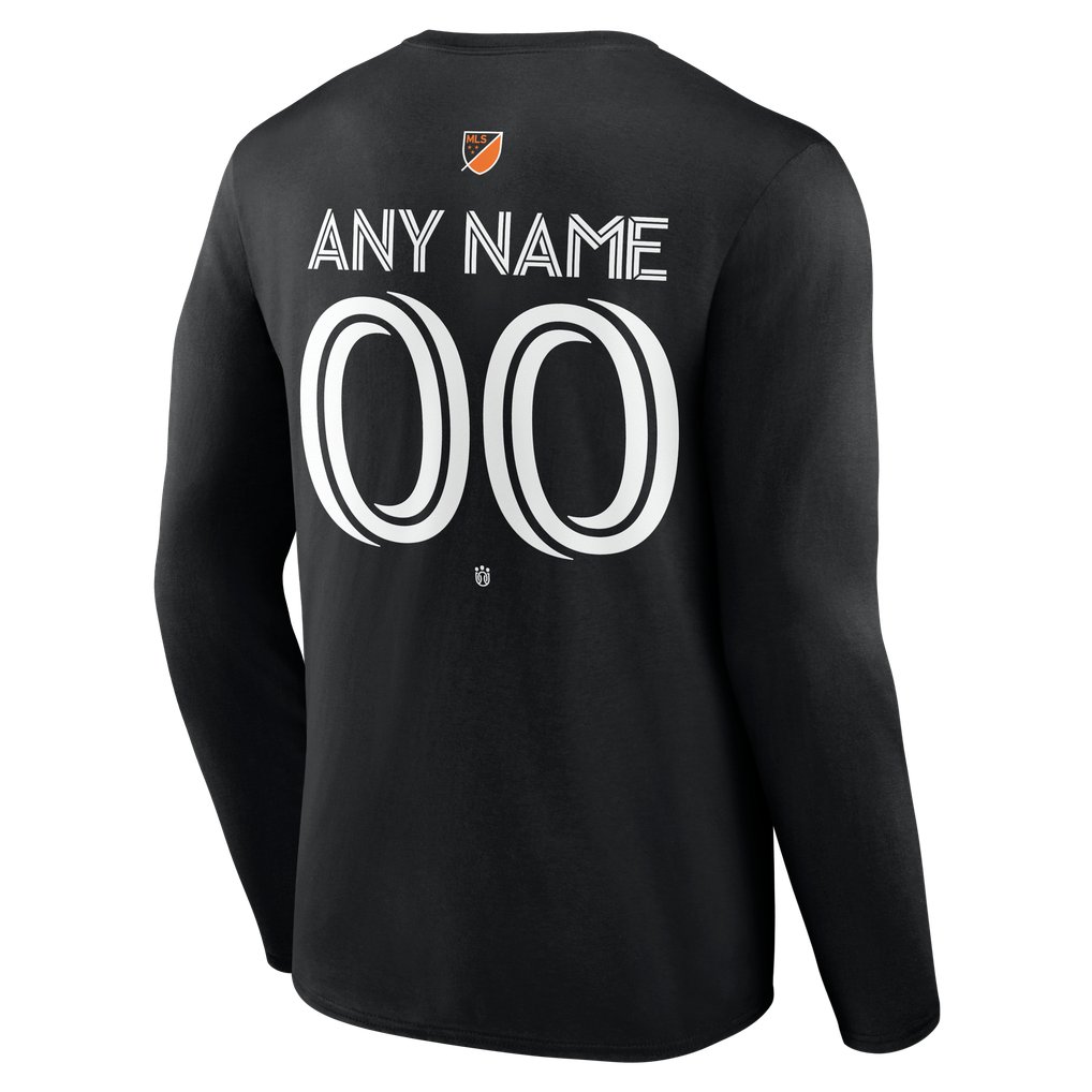 Houston Dynamo FC Authentic Stack Personalized Any Name & Number Long Sleeve T-Shirt - Black