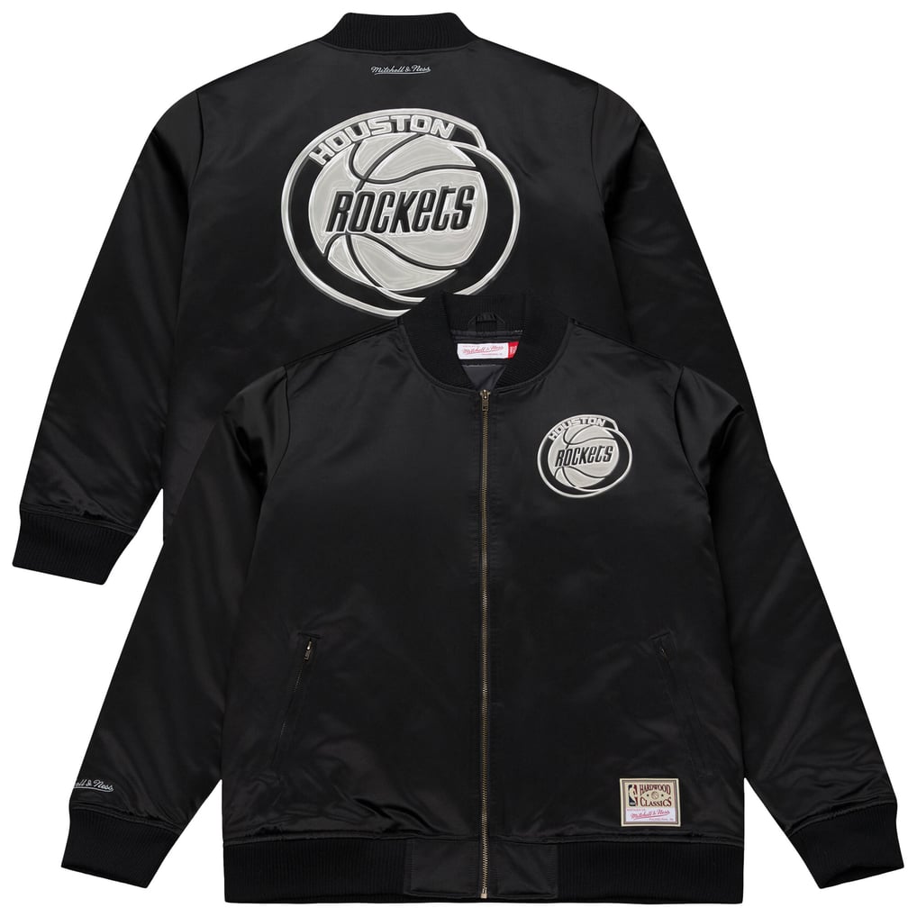 Houston Rockets Mitchell & Ness Chrome Satin Bomber Full-Zip Jacket - Black
