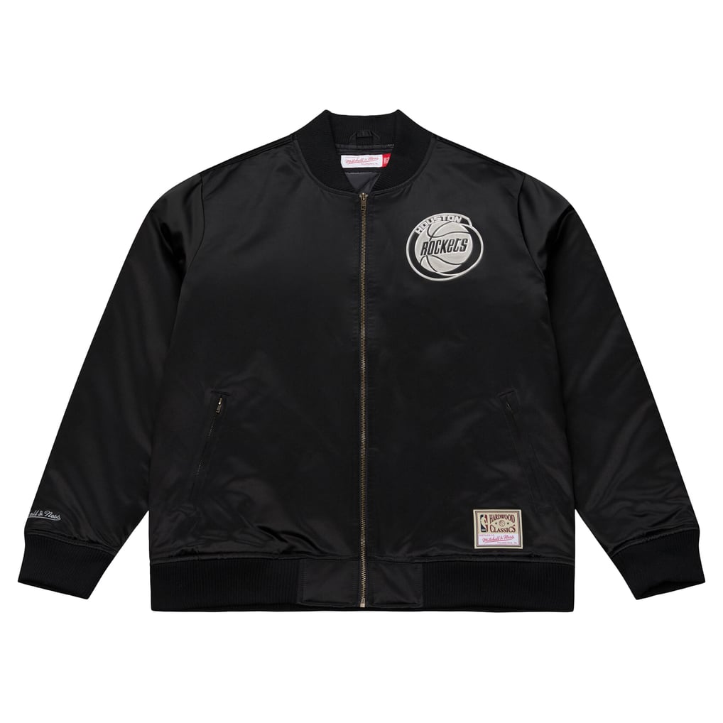 Houston Rockets Mitchell & Ness Chrome Satin Bomber Full-Zip Jacket - Black