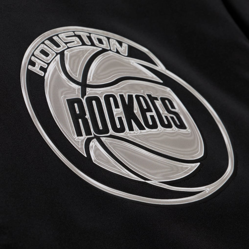 Houston Rockets Mitchell & Ness Chrome Satin Bomber Full-Zip Jacket - Black