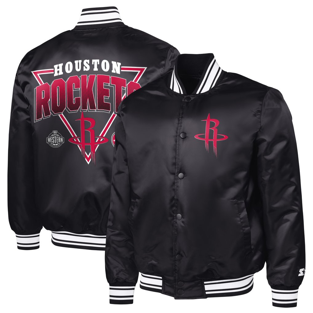  Houston Rockets Starter Triangle Full-Snap Varsity Jacket - Black