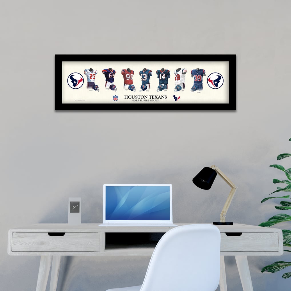 Houston Texans 8" x 26" Framed Art Uniform Heritage Print