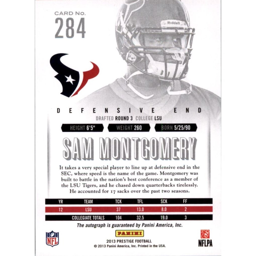 2013 Prestige Extra Points Red Autographs #284 Sam Montgomery