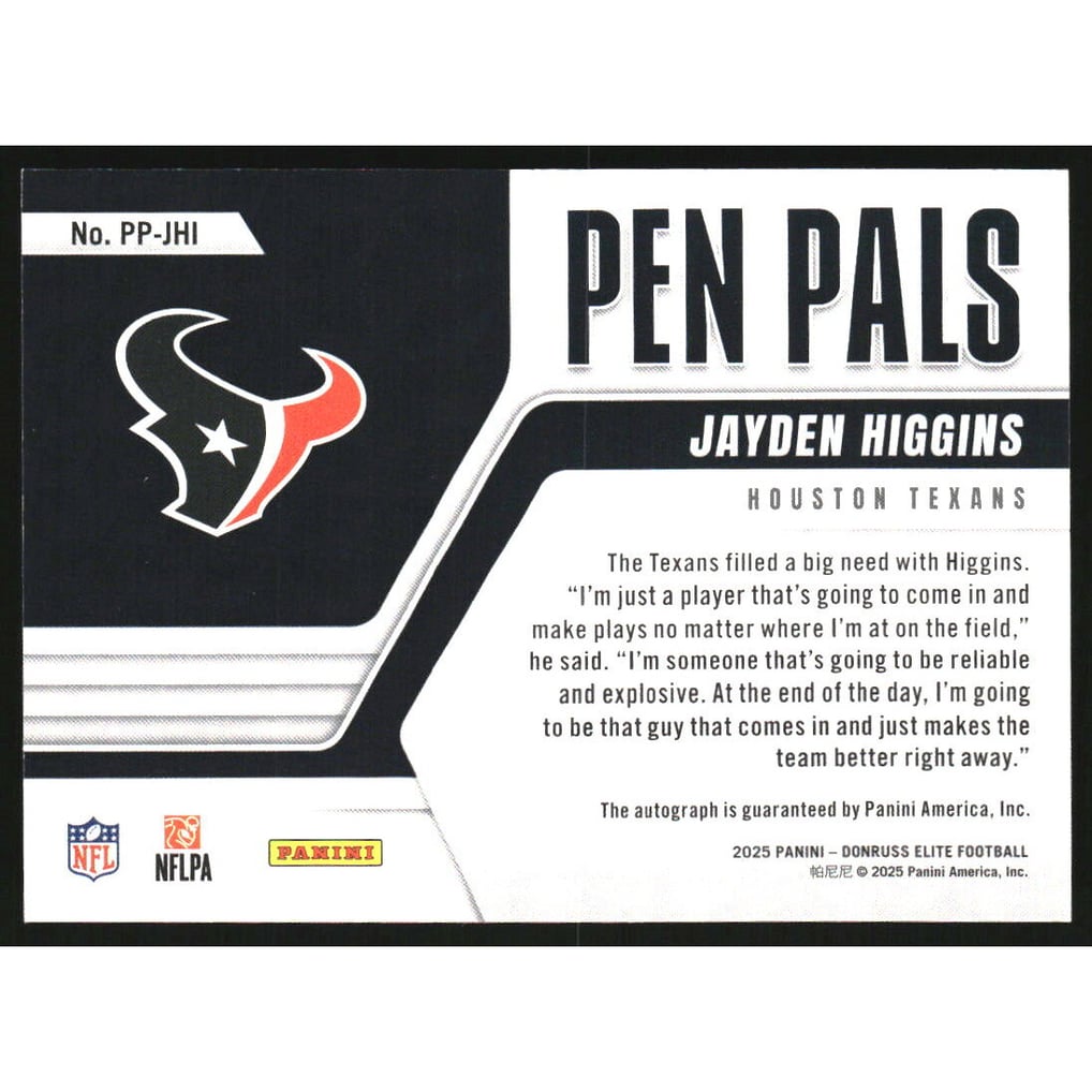 2025 Elite Pen Pals #16 Jayden Higgins