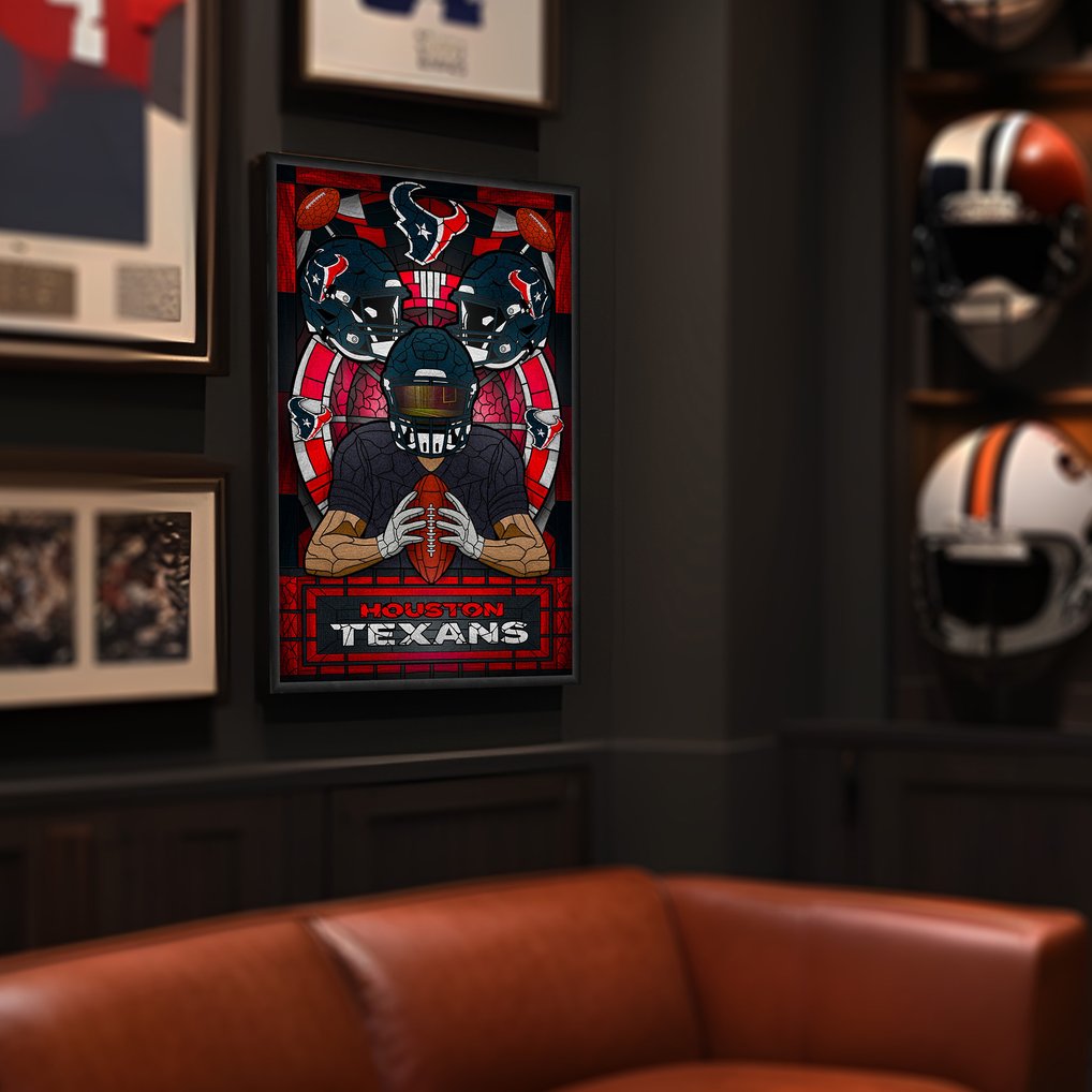 Houston Texans Framed Stained Glass Art Print