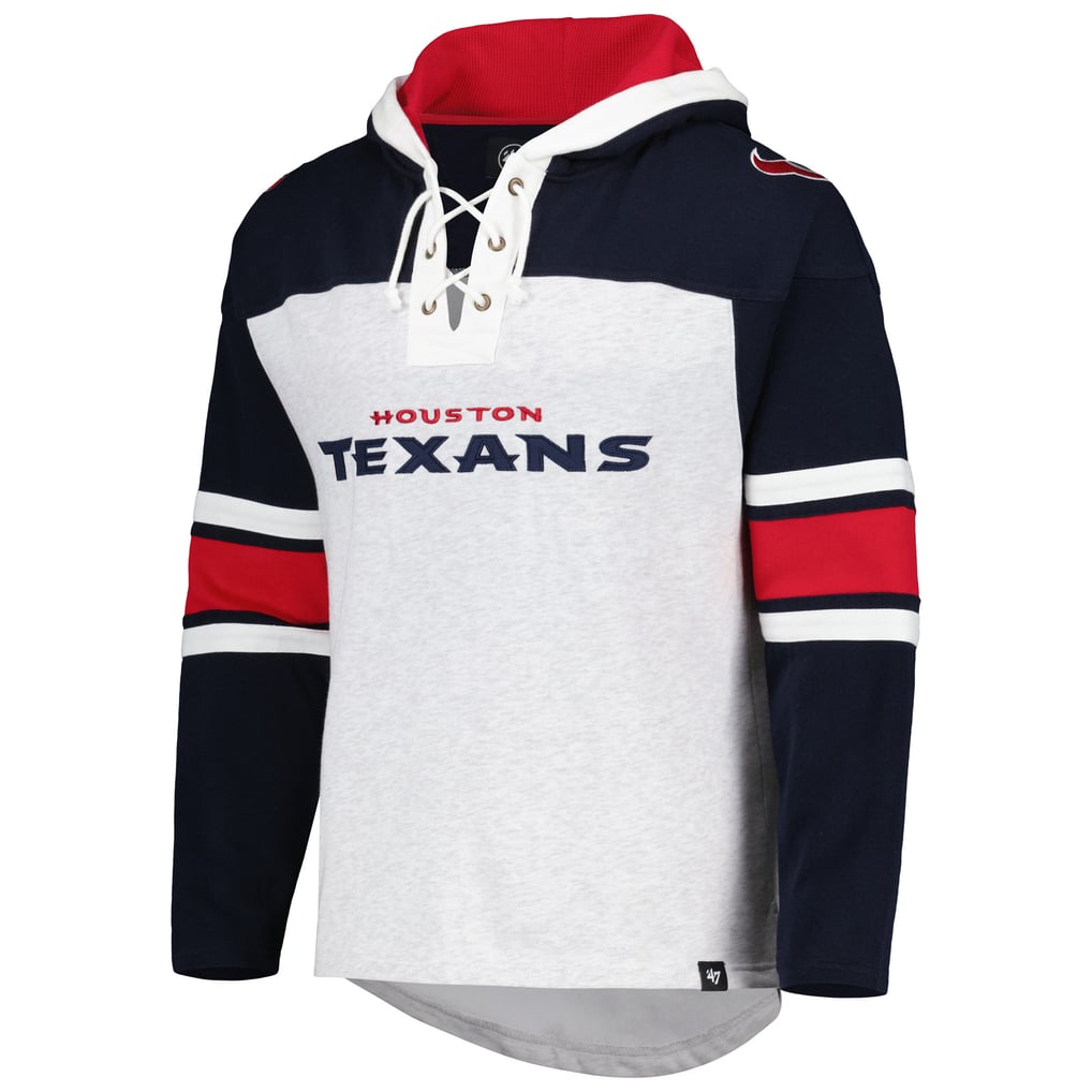 Houston Texans '47 Gridiron Lace-Up Pullover Hoodie - Heather Gray