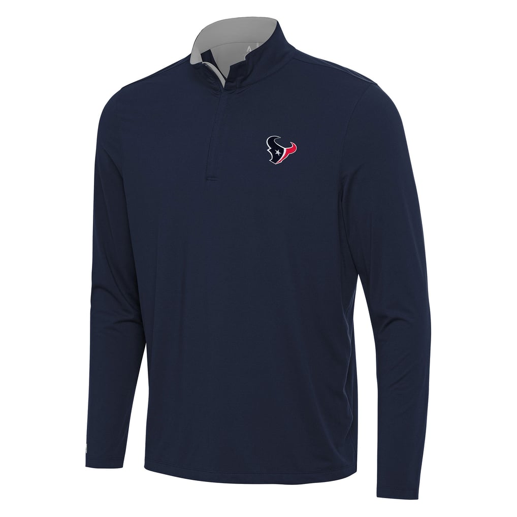 Houston Texans Antigua Content Quarter-Zip Pullover Top - Navy/Gray