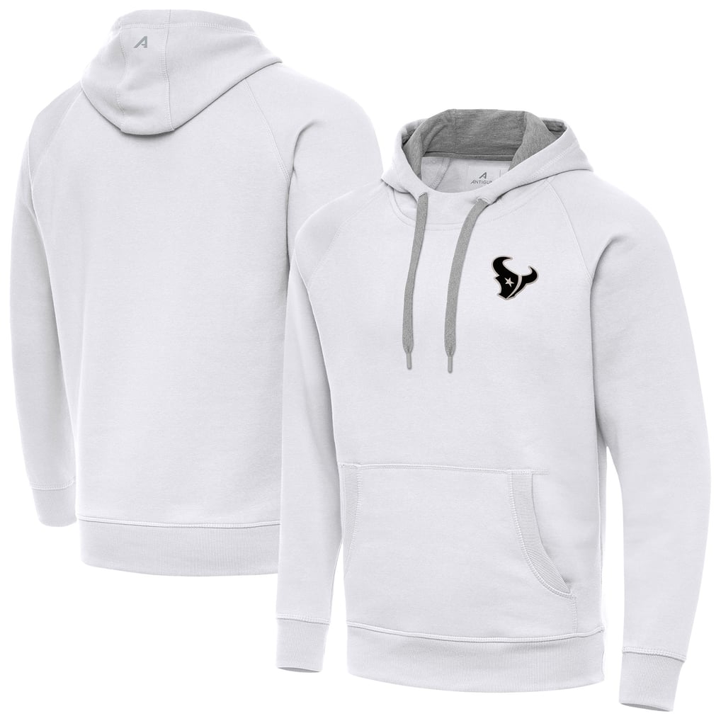 Houston Texans Antigua Brushed Carbon Victory Pullover Hoodie - White