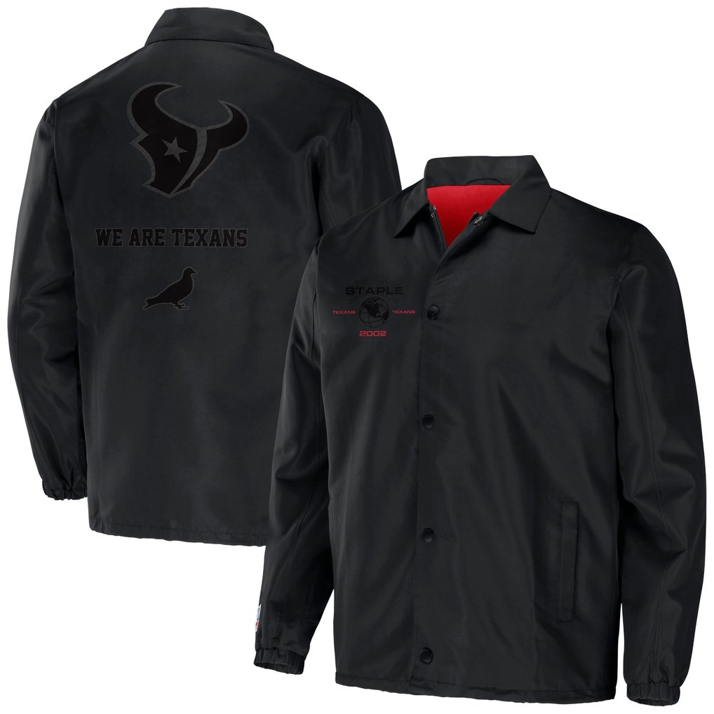 Houston Texans NFL x Staple Coaches Full-Snap Jacket - Black