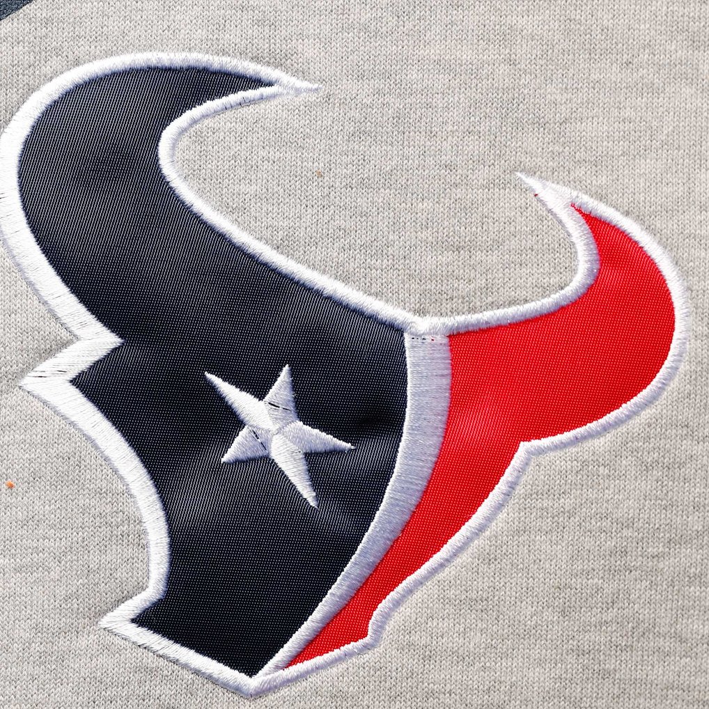Houston Texans Starter Home Run Raglan Pullover Hoodie - Heathered Gray/Navy