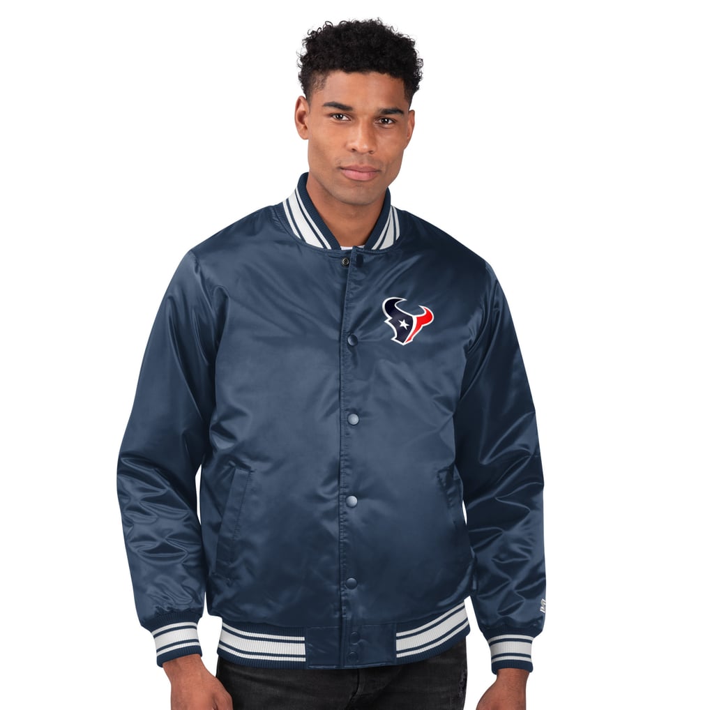 Houston Texans Starter Printed Team Logo Satin Varsity Full-Snap Jacket - Navy