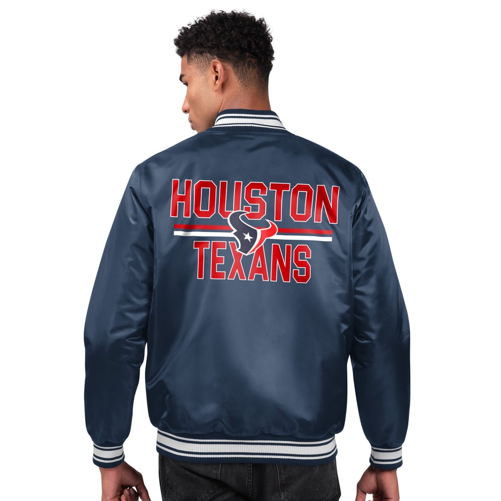 Houston Texans Starter Printed Team Logo Satin Varsity Full-Snap Jacket - Navy