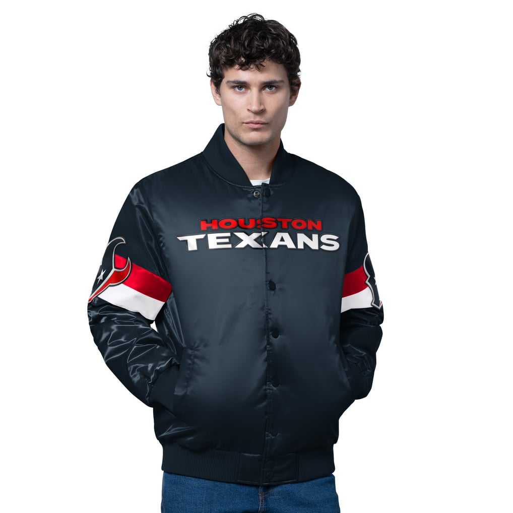 Houston Texans Starter Triple Option Satin Varsity Full-Snap Jacket - Navy
