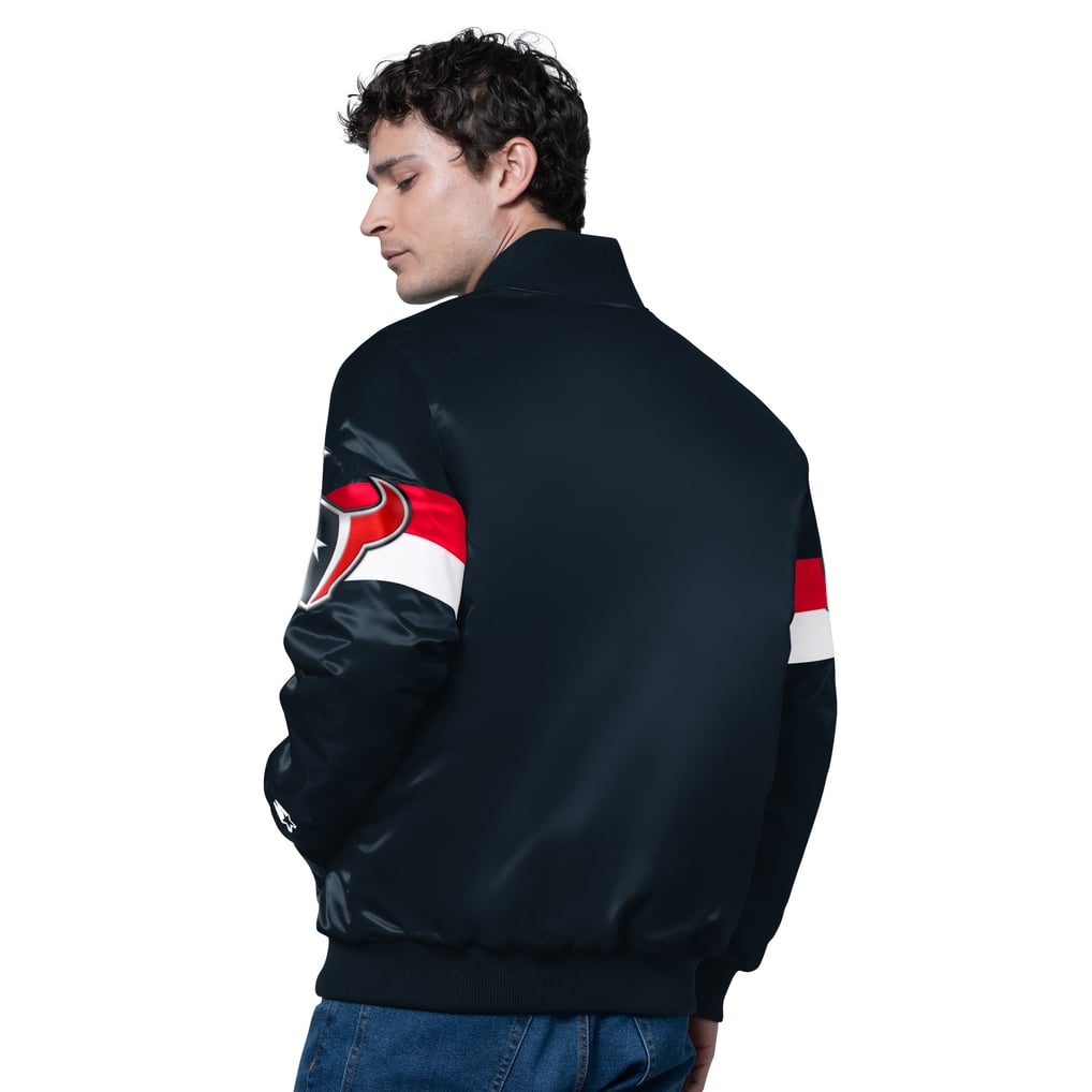Houston Texans Starter Triple Option Satin Varsity Full-Snap Jacket - Navy