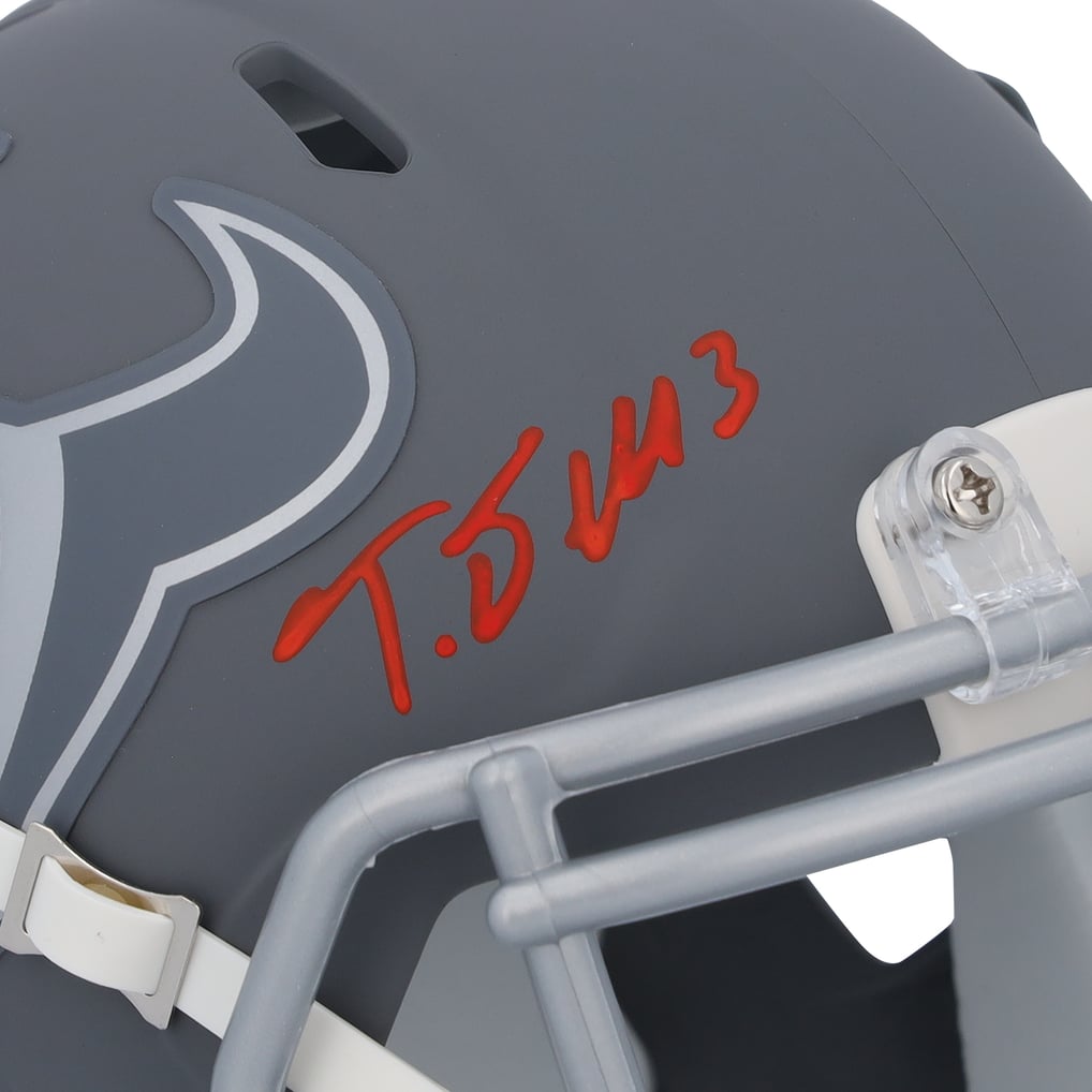 Tank Dell Houston Texans Autographed Fanatics Authentic Riddell Slate Speed Mini Helmet