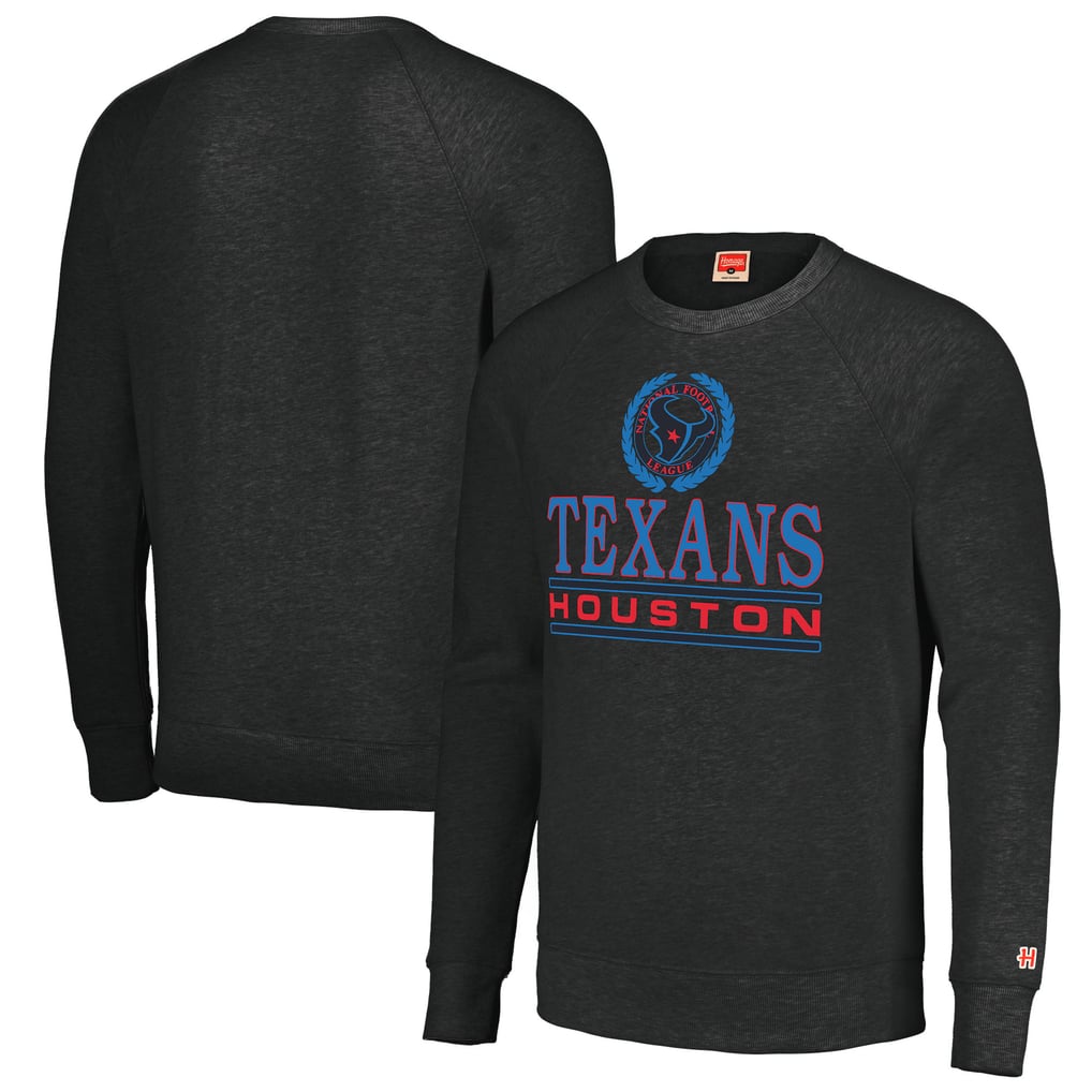  Houston Texans Homage Unisex Color Rush Crest Tri-Blend Pullover Sweatshirt - Charcoal