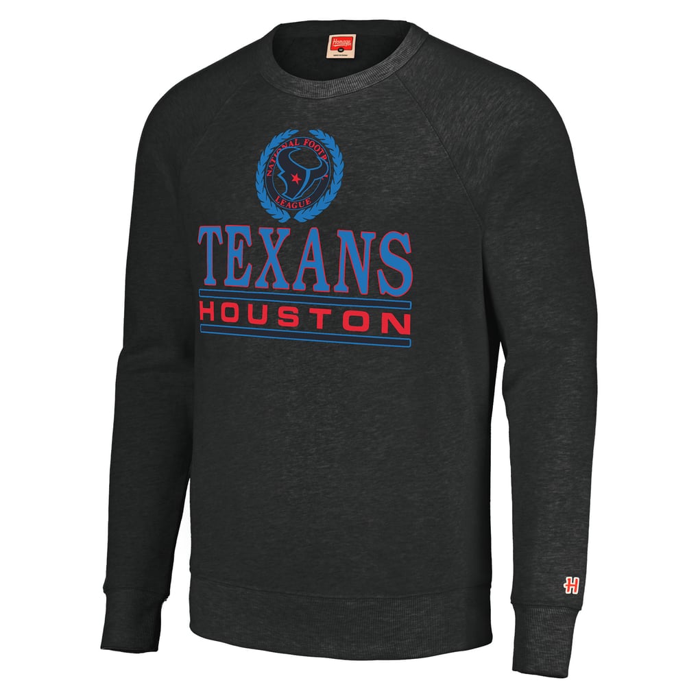  Houston Texans Homage Unisex Color Rush Crest Tri-Blend Pullover Sweatshirt - Charcoal