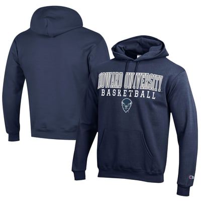  Howard Bison Champion Stacked Logo Basketball Eco Powerblend Pullover Hoodie - Navy