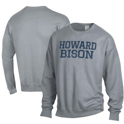 Howard Bison ComfortWash Garment Dyed Fleece Crewneck Pullover Sweatshirt - Gray