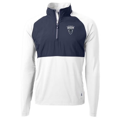 Howard Bison Cutter & Buck Adapt Eco Knit Hybrid Recycled Quarter-Zip Pullover Top - White/Navy