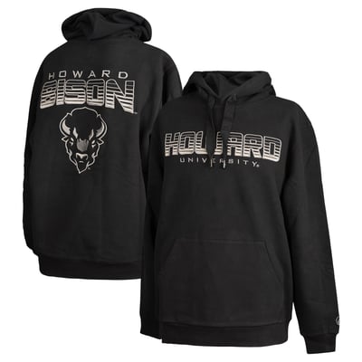  Howard Bison FISLL Puff Print Sliced Pullover Hoodie - Black