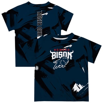 Howard Bison Vive La Fete Youth Paint Brush T-Shirt - Navy