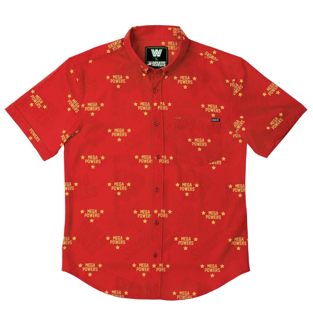 Hulk Hogan RSVLTS Mega Powers KUNUFLEX Button-Down Short Sleeve Shirt - Red