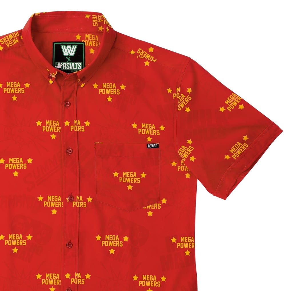 Hulk Hogan RSVLTS Mega Powers KUNUFLEX Button-Down Short Sleeve Shirt - Red
