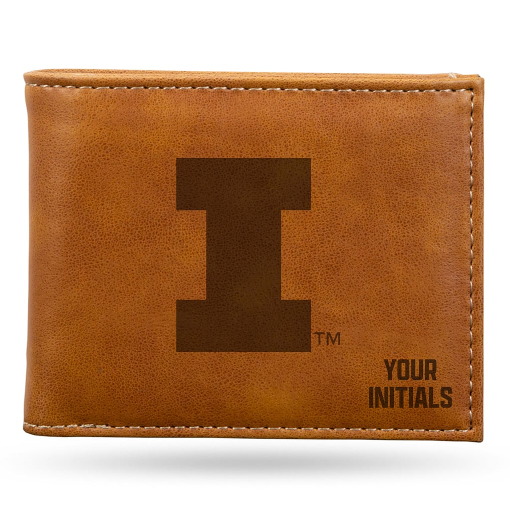 Illinois Fighting Illini Personalized Billfold Wallet - Brown