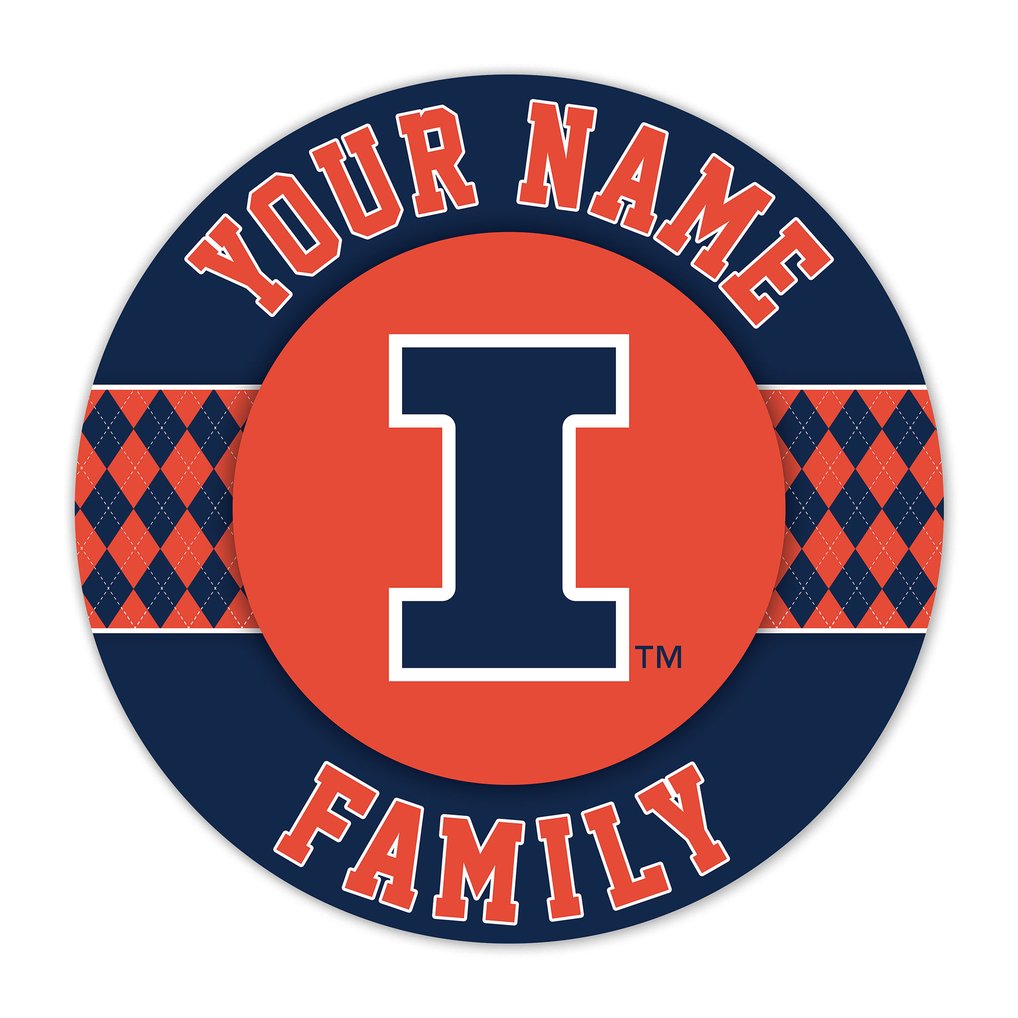 Illinois Fighting Illini 16" Personalized Circle Wall Art