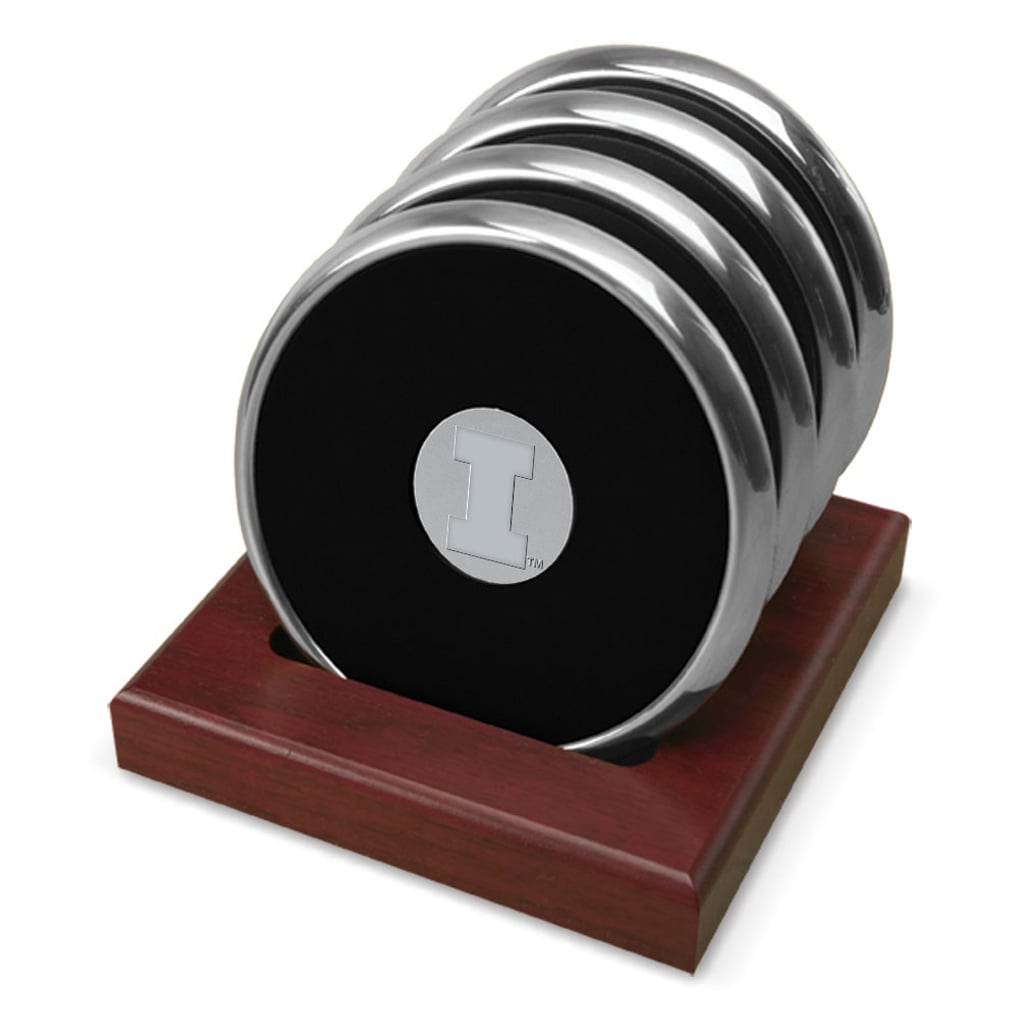 Illinois Fighting Illini 4-Piece Coaster Set - Silver