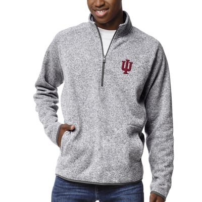 Indiana Hoosiers League Collegiate Wear Saranac Raglan Quarter-Zip Jacket - Heather Gray