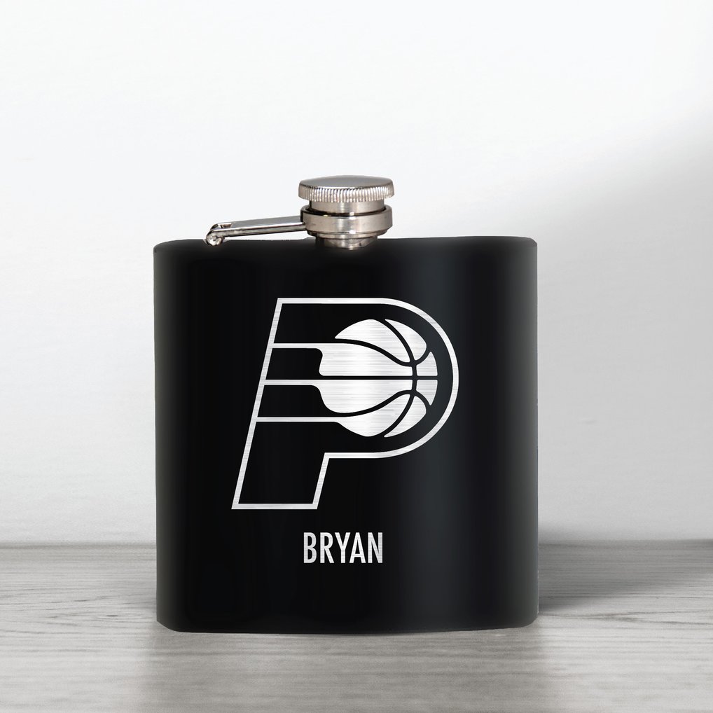 Indiana Pacers 6oz. Personalized Stealth Hip Flask - Black
