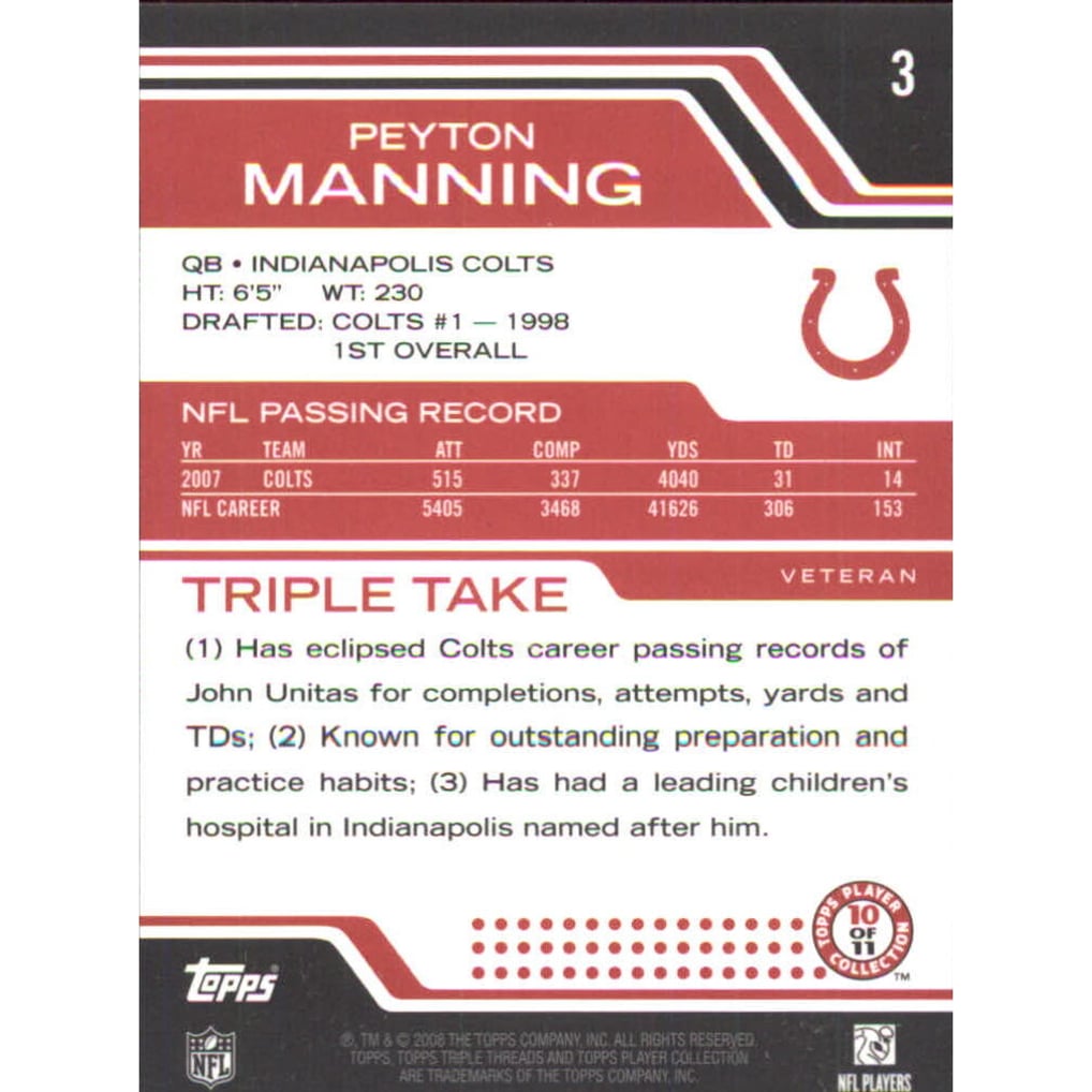 2008 Topps Triple Threads #3 Peyton Manning