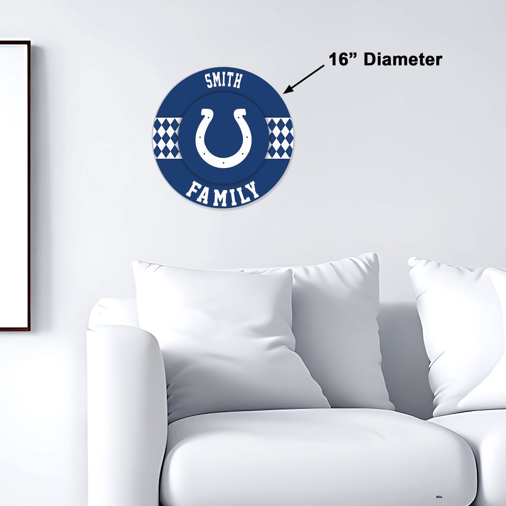 Indianapolis Colts 16" Personalized Circle Wall Art