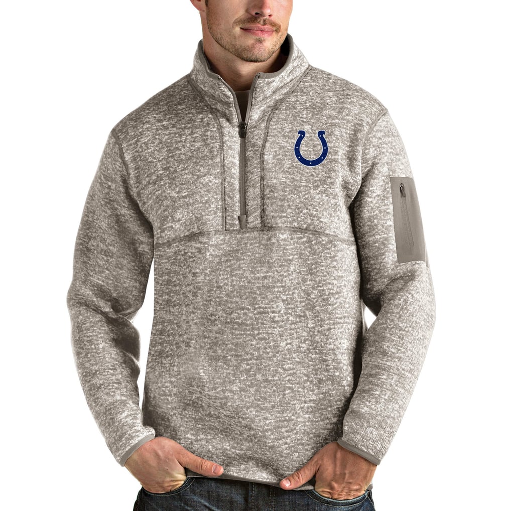 Indianapolis Colts Antigua Fortune Quarter-Zip Pullover Jacket - Oatmeal