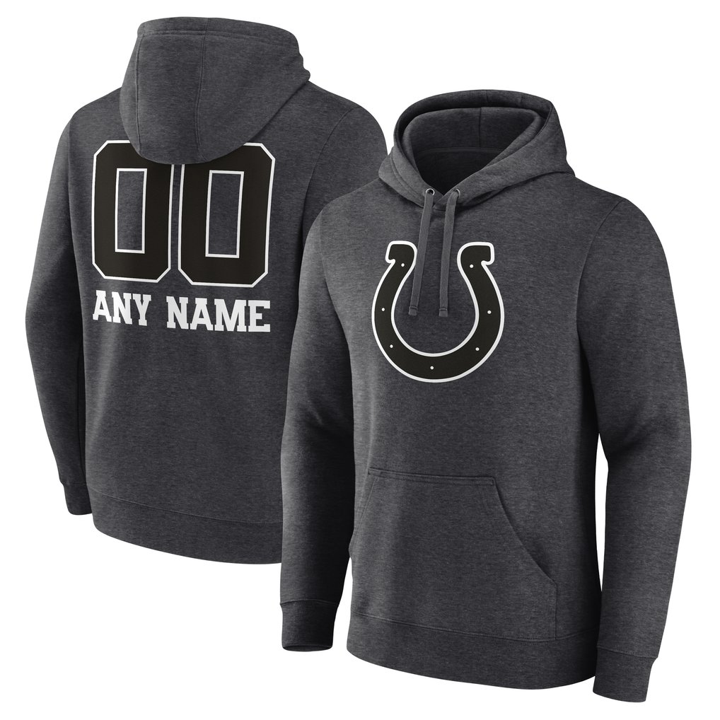 Indianapolis Colts Personalized Name & Number Monochrome Pullover Hoodie - Charcoal