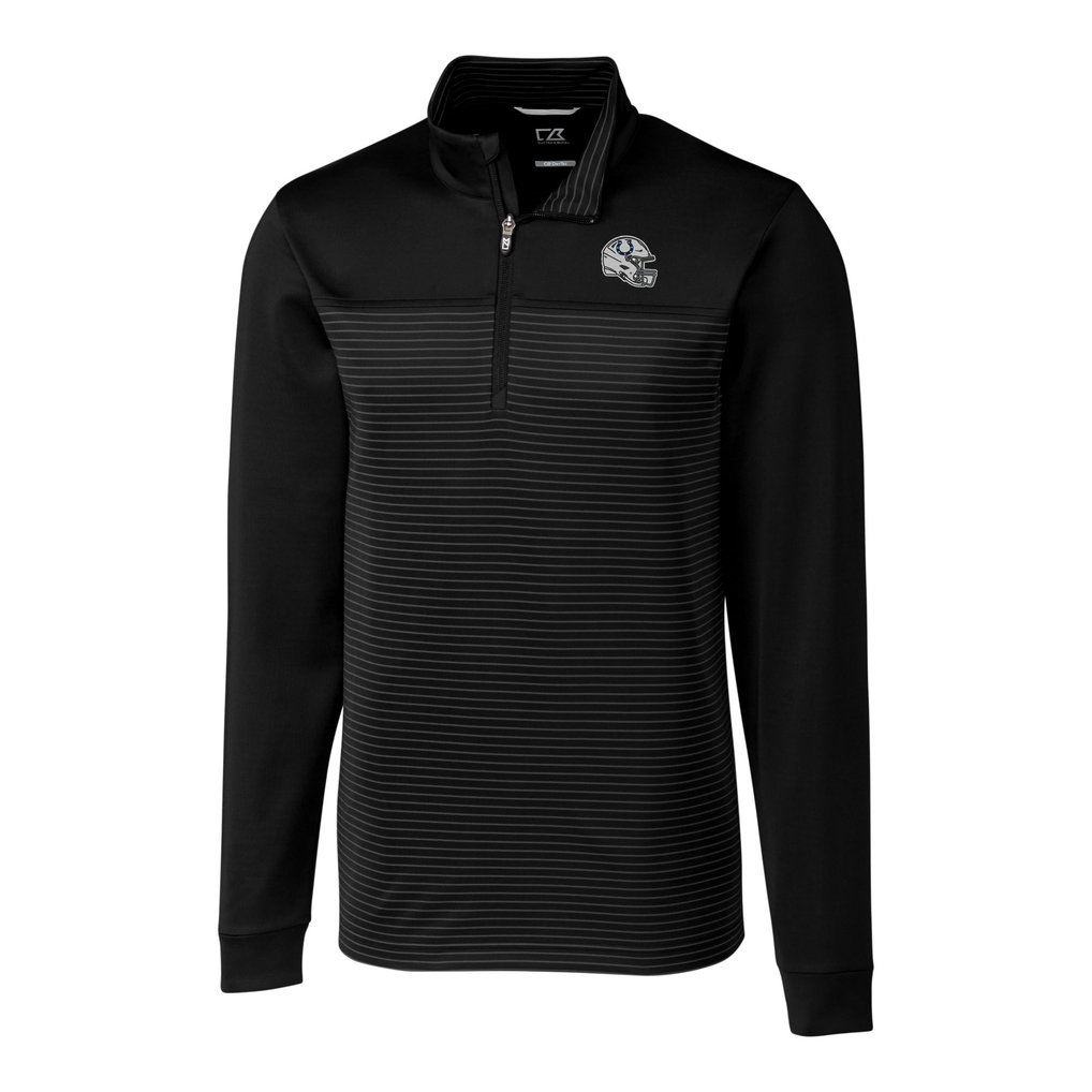  Indianapolis Colts Cutter & Buck Traverse Stripe Stretch Quarter-Zip Pullover Top - Black