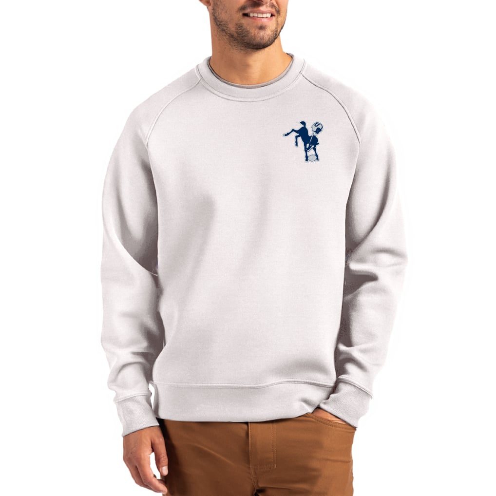 Indianapolis Colts Cutter & Buck Throwback Roam Recycled Raglan Pullover Sweatshirt - Gray