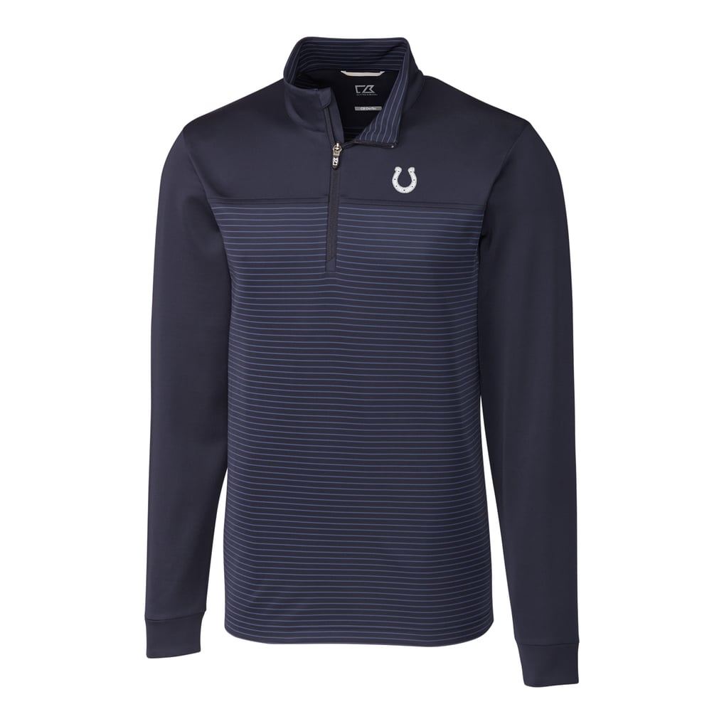Indianapolis Colts Cutter & Buck Big & Tall Traverse Stripe Half-Zip Pullover Jacket - Navy