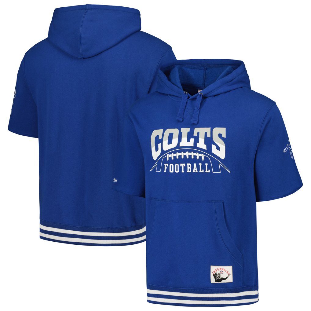 Indianapolis Colts Mitchell & Ness Pre-Game Short Sleeve Pullover Hoodie - Royal